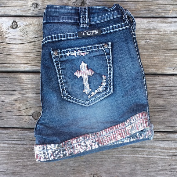 Cowgirl Tuff Pants - Cowgirl Tuff Co. CROSSES SHIMMER Shorts